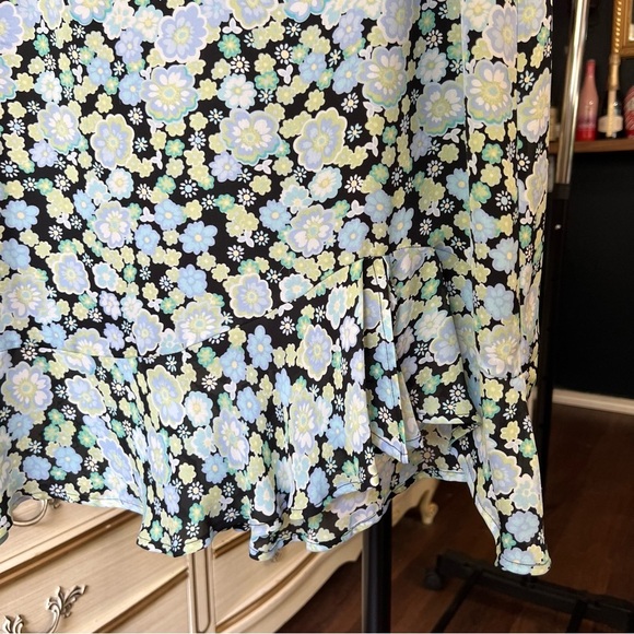 Vintage Silk Floral Skirt with Ruffle Hem - Picture 4 of 8